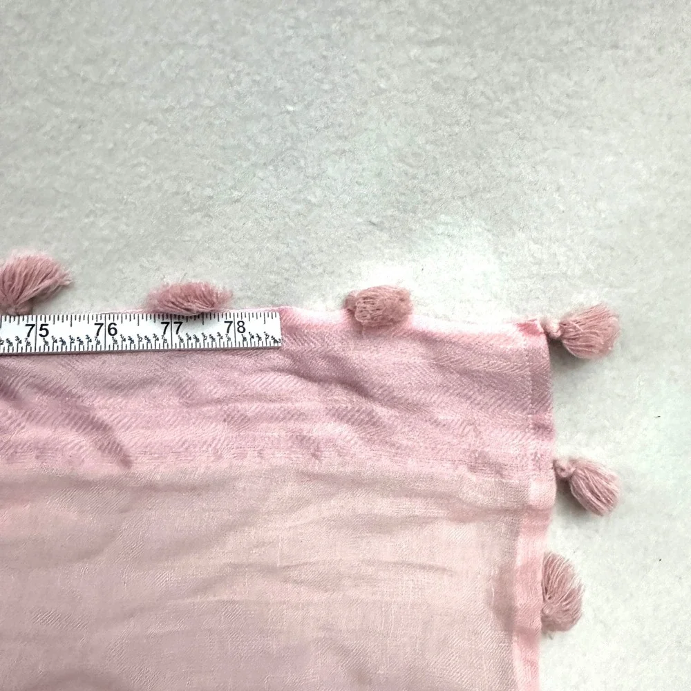J.Crew Pink Linen 24x83 Tassel Trim Scarf Herringbone Rectangular Wrap